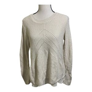 Lucky brand womens knit with silk undershirt sweater size Large ivory color